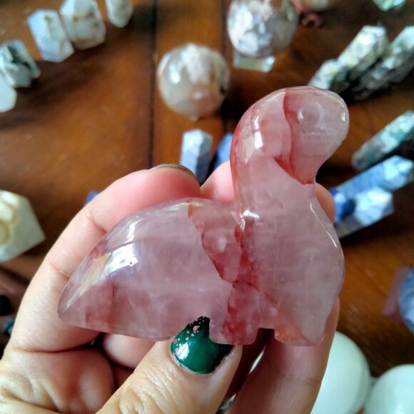 Fire Quartz Crystal Dinosaur Carving - Picture 2 of 3